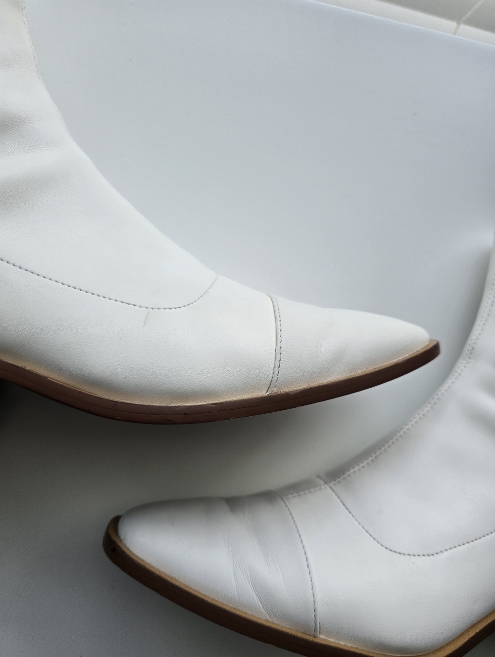 Paolo Women's White Leather Ankle Boots - Classic Block Heel - Picture 12 of 15
